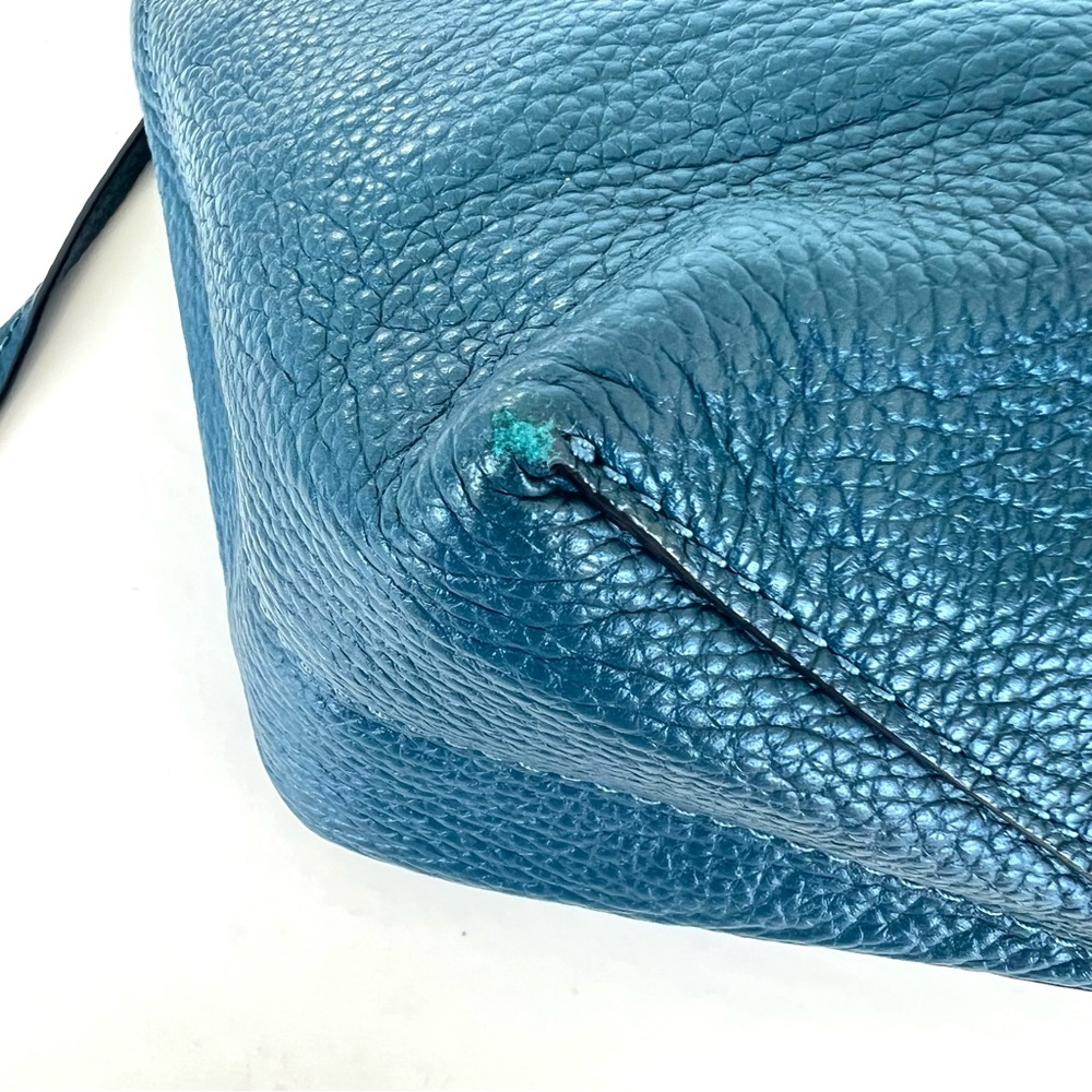 MICHAEL KORS Junie Blue Pebbled Leather Shoulder Bag Crossbody Messenger Bag - Picture 15 of 16